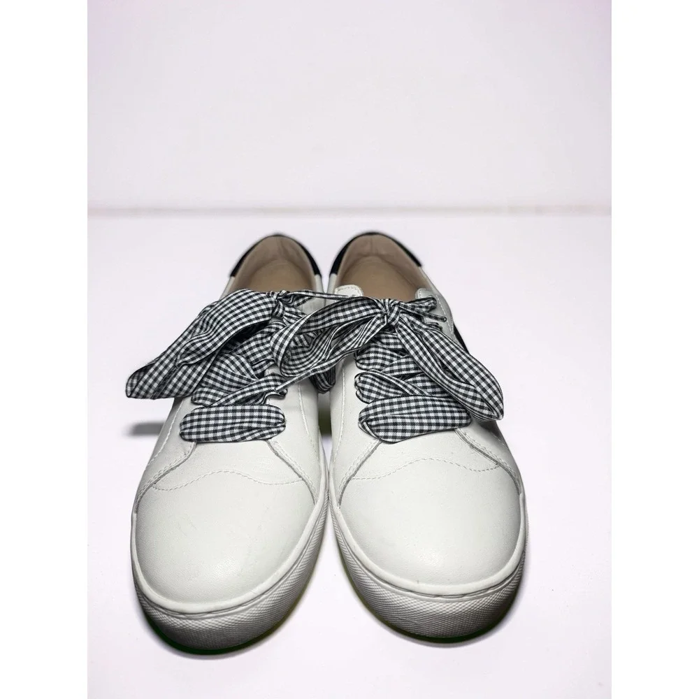 Kate Spade Fez Women's Leather Sneakers White/Blk Size 10 EUC